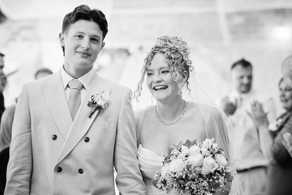 The couple during their church ceremony