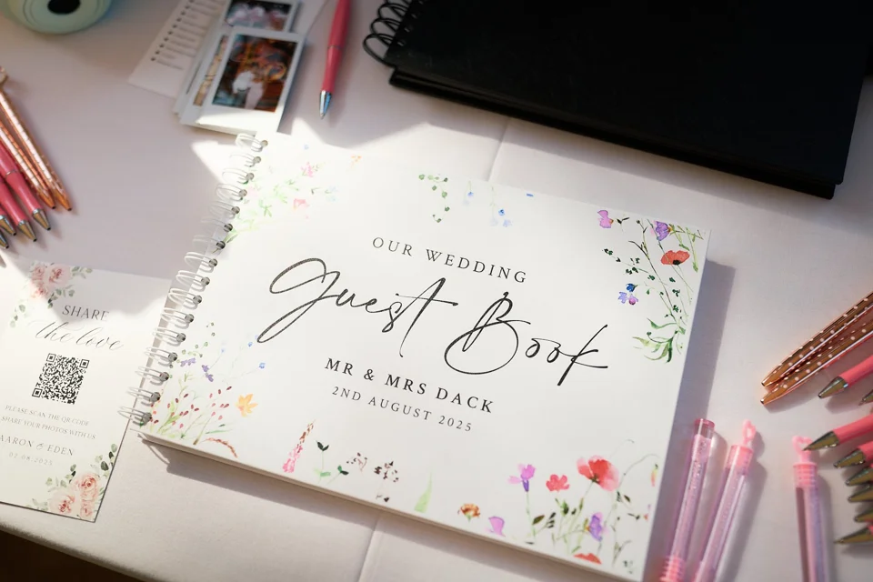 A guest book ready for wedding messages