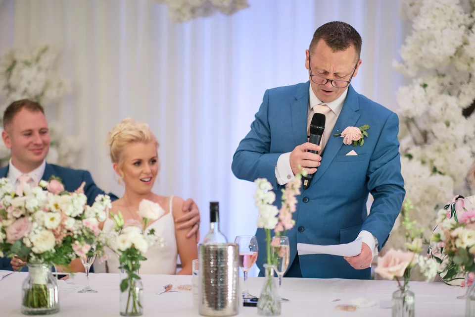 A speech during the wedding reception
